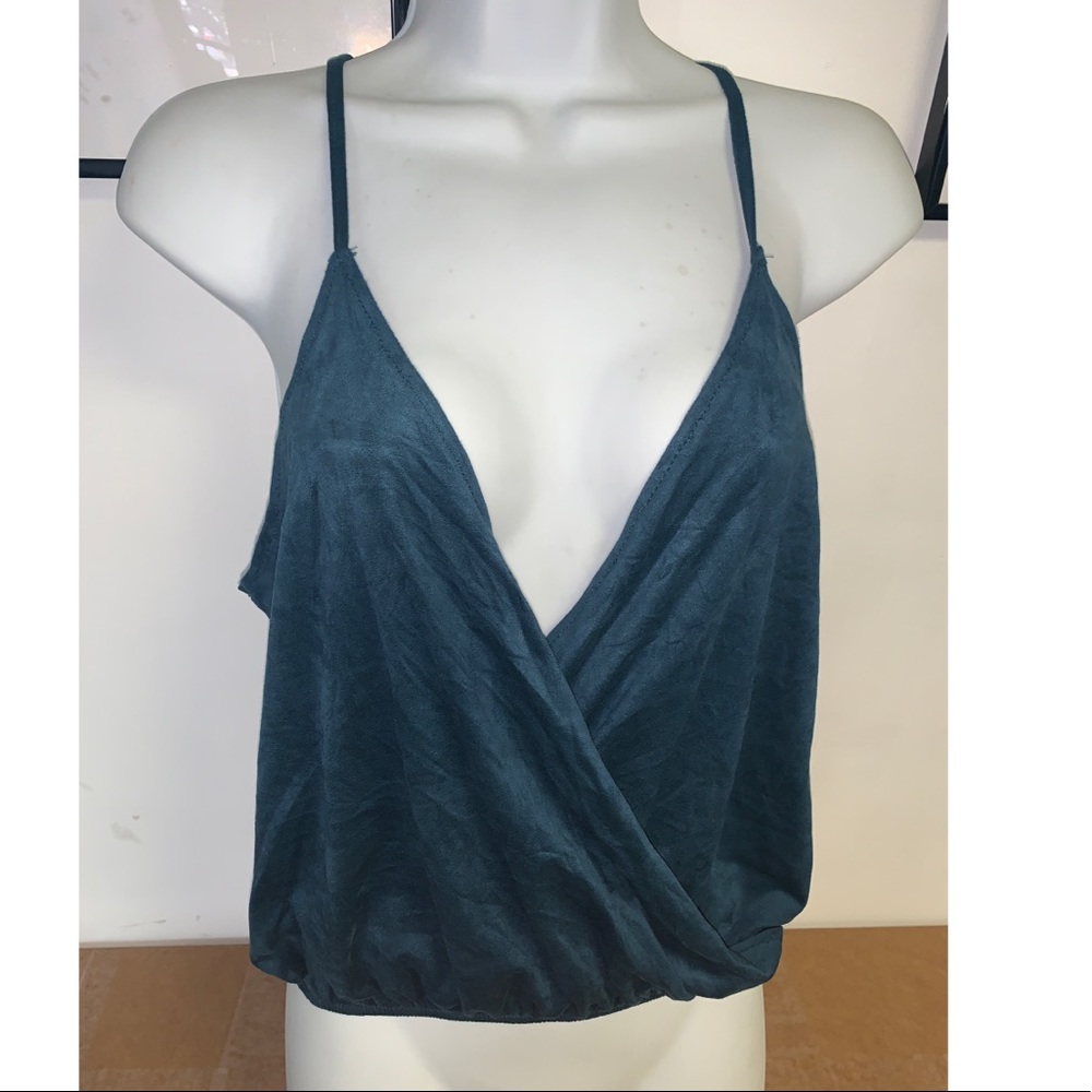 Sexy Teal Velvet Crop Top Medium
